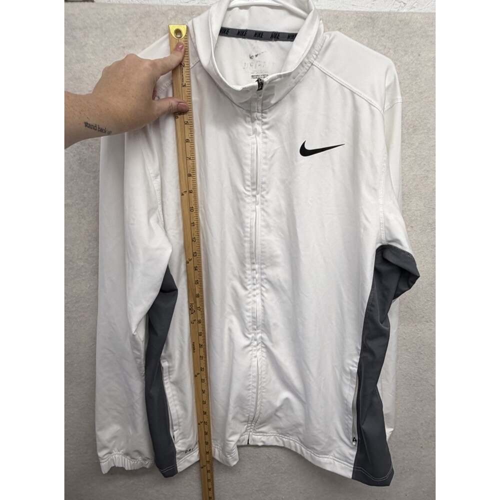 Nike Dri-FIT Mens Large Full Zip Running Jacket White Gray 404107-100 2012 - Picture 6 of 9